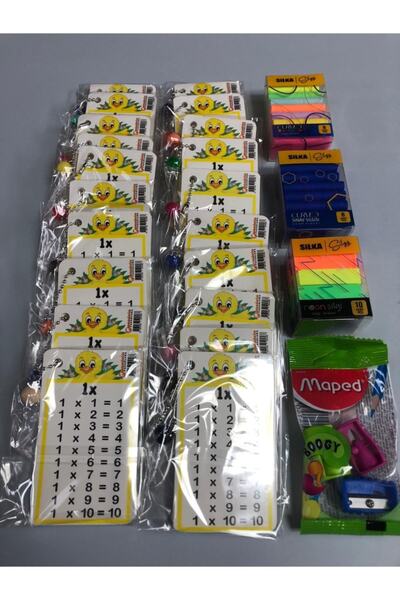 Odak Yayınevi Çarpım Tablosu Kartları 20 Li +3 Paket Silgi + 3lü Kalemtraş !