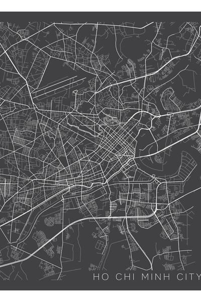 Universal Χάρτης της πόλης Χο Τσι Μινχ, Βιετνάμ - Διακοσμητική αφίσα από γκρι...