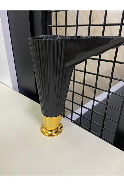 Özdemir Aksesuar Picior scaun din plastic cu dungi negru-auriu 15 cm (nu este livrat cu șuruburi)