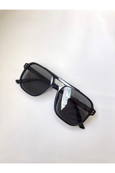 LOOKUP Men's Retro Pilot Double Bridge Black Glass Men's Sunglasses (53/20/148)
