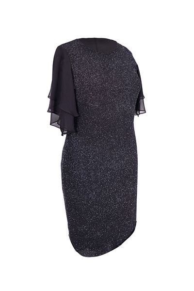 SpringStore فستان سهرة قصير أسود لامع مقاس كبير
