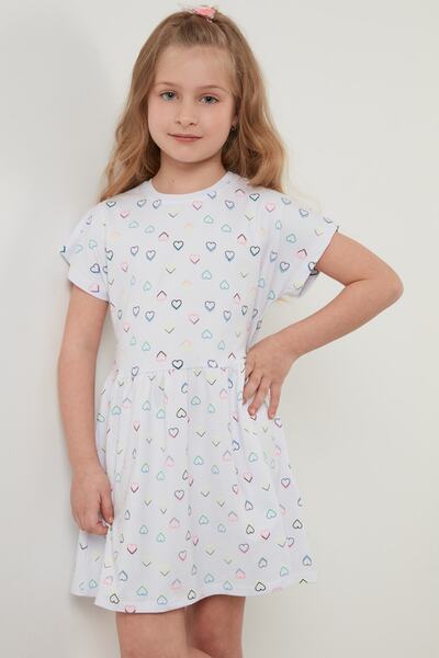 Lela Бавовняна сукня з коротким рукавом для дівчаток з принтом