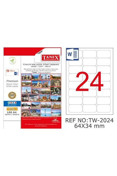 Tanex TW-2024 64x34mm Transparent Laser Label 600 Pieces