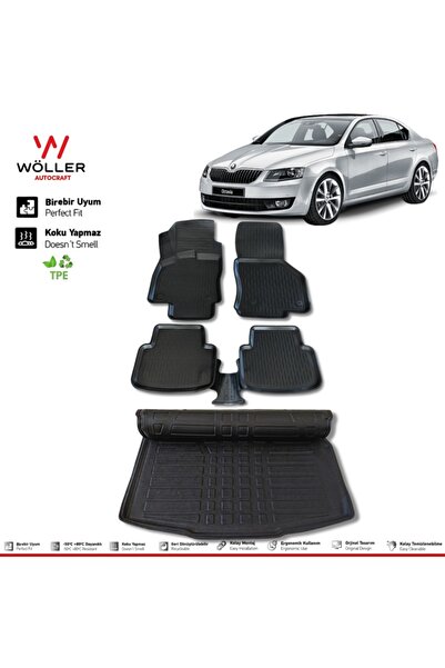 wöller Skoda Octavia Paspas Bagaj Havuzu Set 2013 2019 Arası 3d Ultraflex Set