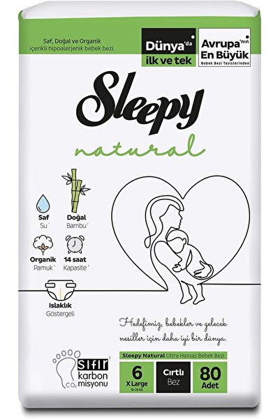 Sleepy Natural Cırtlı Bez 6 Numara Xlarge (15-25kg) 80 Adet