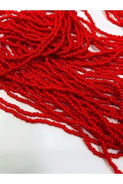 LİVZA BİJUTERİ Kum Boncuk , Kırmızı Renk Kum Boncuk Dizisi, Mm Yuvarlak 1 Bağ...