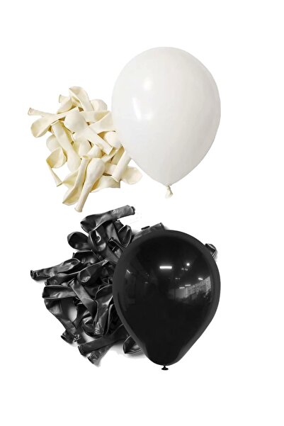 Parti dolabı 13 Pieces Matte Black, 12 Pieces Matte White, 25 Pieces Mixed Latex Flying Balloons