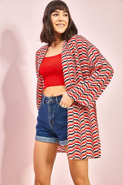 Bianco Lucci Damen-Kimono mit mehreren Mustern