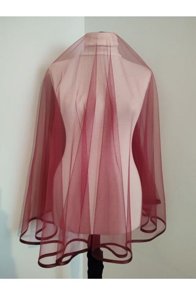 MODA NUR غطاء حناء الزفاف المضلع باللون الأحمر الداكن من مودا ونور