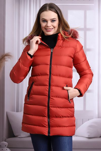 MUSD LİFE Jachetă puf pentru femei de culoare roșie cu microgel