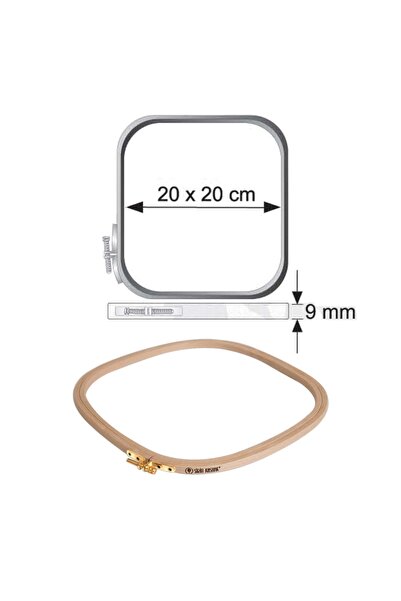 Şirin Kasnak Vidalı Kare Ahşap Nakış Kasnakları - Çap 20 X 20 Cm - Kalınlık 8 Mm