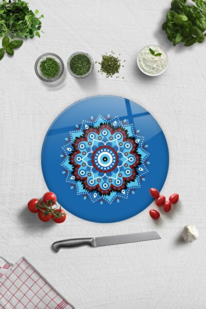 Decorita Cam Kesme Tahtası - Cam Kesme Tablası | Turkuaz Nazar Boncuğu | Çap ...