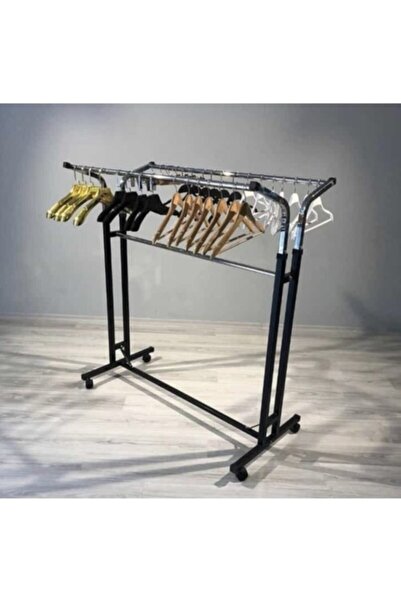 ASLANSTORE Ayaklı Askılık Konfeksiyon Askısı Metal Konfeksiyon Elbise Askılığı Eşek Askılık -siyah