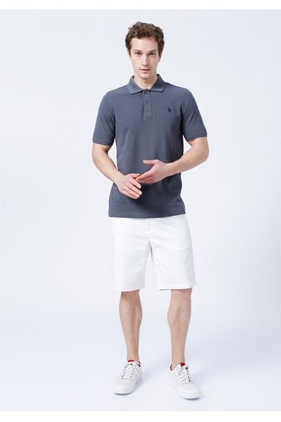 U.S. Polo Assn. Ανδρικό μπλουζάκι Polo Neck Slim Fit Grey
