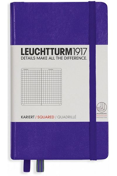 Leuchtturm1917 Notepad Pocket Size (A6), Hard Cover, 185 Numbered Pages, Violet-squared