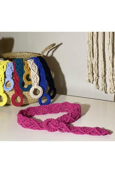 Genel Markalar Makrome Kemer - Pembe Kemer - El Yapımı - Bohem