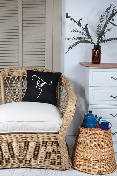 cotton maison Μαξιλαροθήκη Boho Throw Γυναικεία Line Art με Καπέλο Μαύρο, One Line Art, Μινιμαλιστικό σχέδιο 42x42 cm