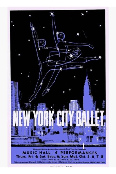 Universal Poster de balet vintage din anii 1960, New York City Ballet, Clevel...