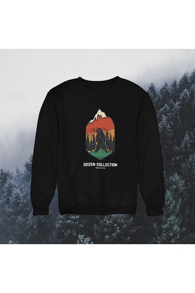 Edizen Hanorac cu imprimeu sezonier Bear Mountain Unisex Regular Fit