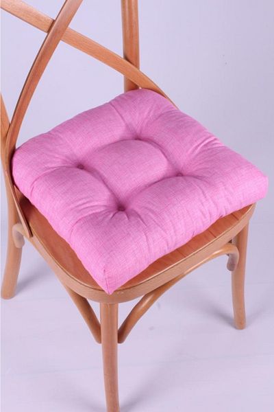 ALTINPAMUK Pernă pentru scaun pufoasă roz Lina, cusută specială, cu șireturi 40x40 cm