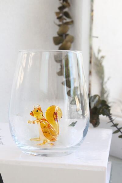 ADAMODART كوب ماء بتصميم سنجاب من الزجاج - قطعة واحدة