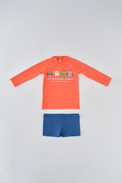Dagi Orange Printed Long Sleeve Shorts Set