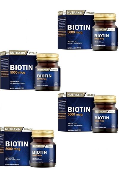 Nutraxin Vitals Biotin - 5000 Mcg 30 Tablets X4 Pieces