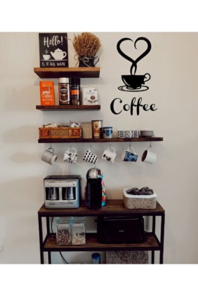 New Jargon Αυτοκόλλητο τοίχου με σχέδιο καρδιάς και καφέ, διακόσμηση σπιτιού,...