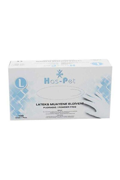 Has-Pet قفازات لاتكس خالية من البودرة 100 قطعة 1 قطعة مقاس L قفازات لاتكس خال...