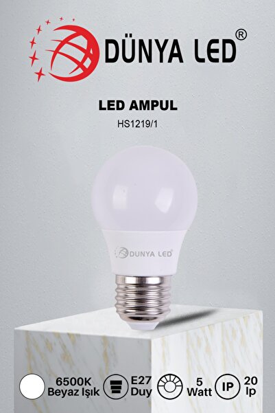 DÜNYA LED Hs.1219/1 5w E-27 Led Ampul 6500k Beyaz Işık Yüksek Lümen Kolay Kullanım Fiyat Performansı