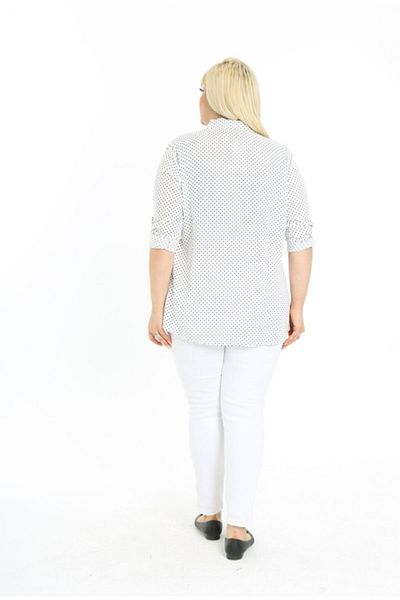 By Alba Collection Cămașă de damă, bumbac, viscoză, cu buline, mărime Plus, albă