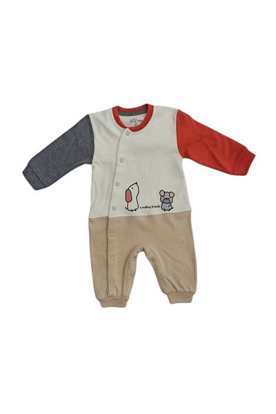 Aziz Bebe Baby Snap Fastener Long Sleeve Footless Jumpsuit 0-6 Months