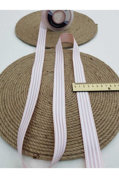 Esteks Dantel ve Tekstil Aksesuarları Ριγέ σατέν κορδέλα 25 mm Baby Pink