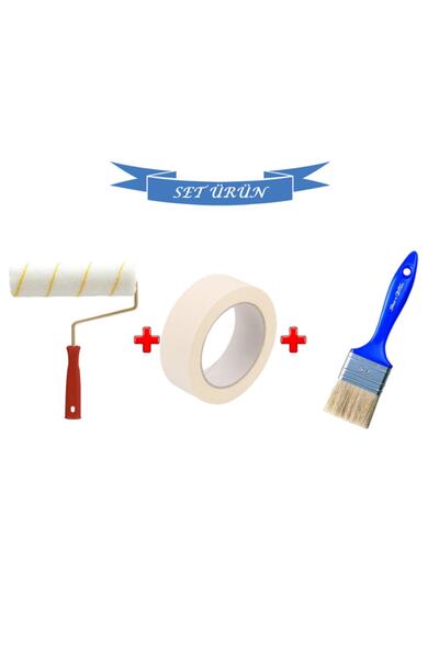 Dekor Tavan Rulosu 25 Cm + Kağıt Bant + Kestirme Fırça 3 Lü Set
