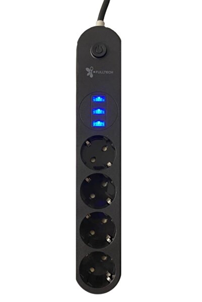 Buffer ® 4'lü Siyah Anahtarlı 3 Usb Li Akım Korumalı Topraklı Çocuk Korumalı ...