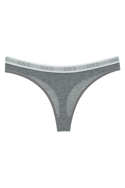 HNX Chiloți de damă cu tanga din cauciuc jacquard din bumbac gri
