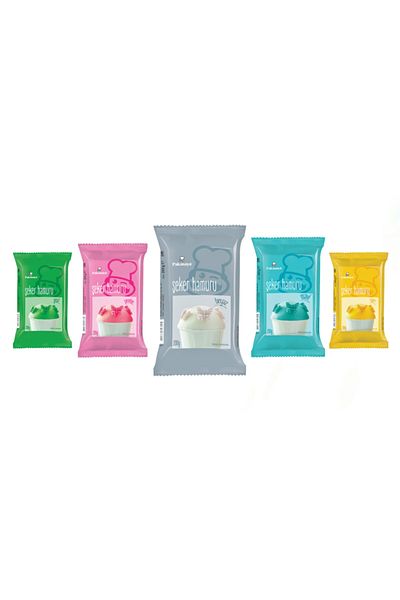 Pakmaya Sugar Dough Set 200 Gr (Green - Pink - White - Blue - Yellow)