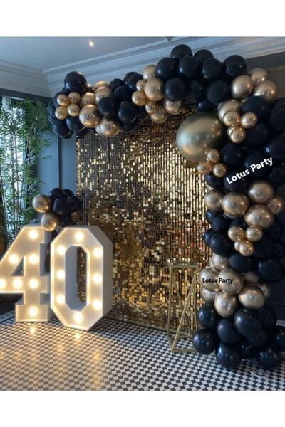 LOTUS PARTY 50 Pieces - Pastel Black - Chrome Gold Balloon Chain Set