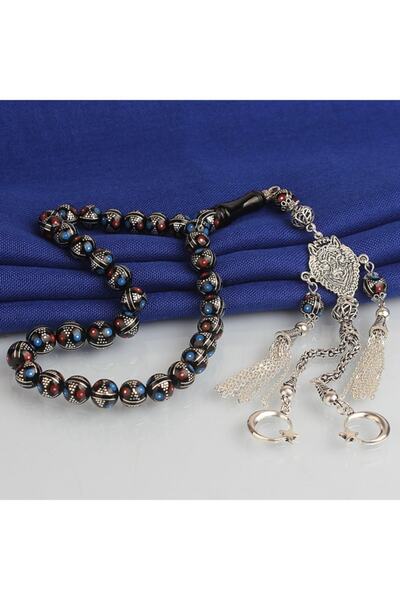 Genel Markalar Gümüş Bozkurt Püsküllü Gümüş Mine Işlemeli Erzurum Oltu Taşı T...