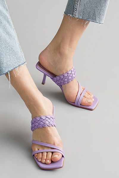 Mio Gusto Petra Lilac Color Women's Heeled Slippers Shoes