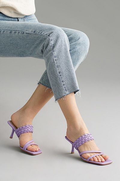 Mio Gusto Petra Lilac Color Women's Heeled Slippers Shoes