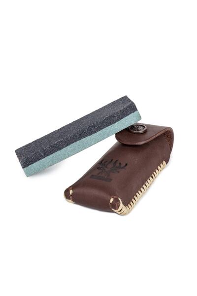 Megaton Kılıflı Çift Taraflı Balta Biley Taşı Kahverengi Deri Megabil-k