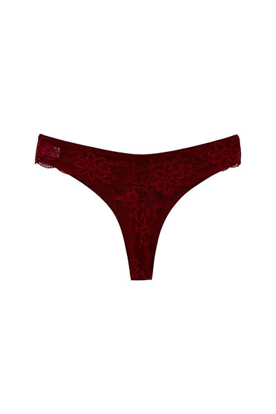 HNX Chiloți de damă burgundy cu microțesătură din dantelă la spate