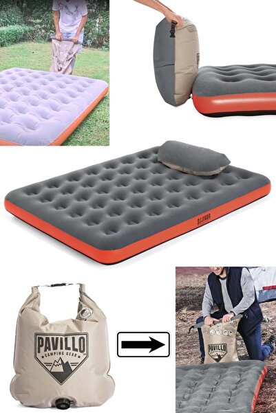 Binbirreyon Çift Kişilik Outdoor Yastıklı Pompalı Şişme Yatak 203x152cm Fd004