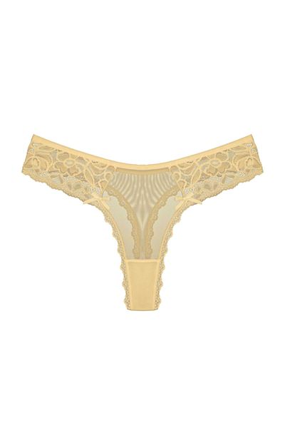 HNX Skinny Front and Back Tulle Lace Detailed Thong Women's Panties