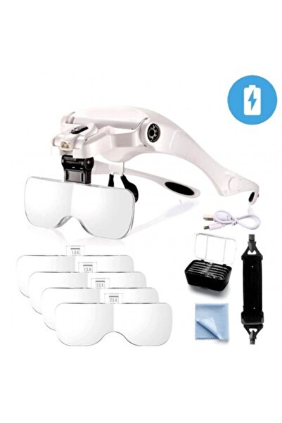 Genel Markalar Şarjlı Gözlük Büyüteç Çalışma Büyüteci 5 Lensli