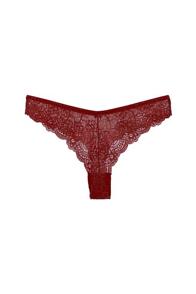 HNX Chiloți de damă șir din Brazilia din dantelă burgundy
