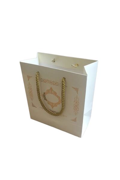 TT Tahtakale Toptancıları Karton Hediye Çantası GOLD Saray Desenli 20X20X10 C...