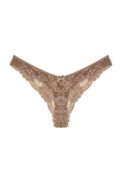 HNX Brazilian Lace Brown Thong Women's Panties
