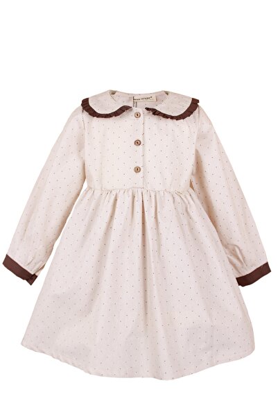 YUMURCAKEVİ Kız Çocuk Uzun Kollu, %100 Pamuk, Baharlık Pembe Elbise, Kız Çocu...